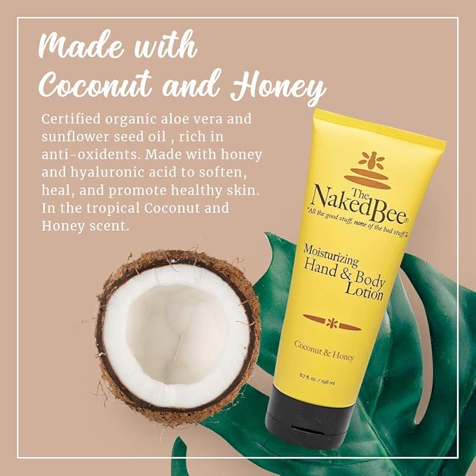 The Naked Bee Lip Balm in Orange Blossom Honey, Grapefruit Blossom Honey, and Pomegranate & Honey 0.150z + Jasmine & Honey 8oz + Coconut & Honey Moisturizing Hand & Body Lotion 6.7oz