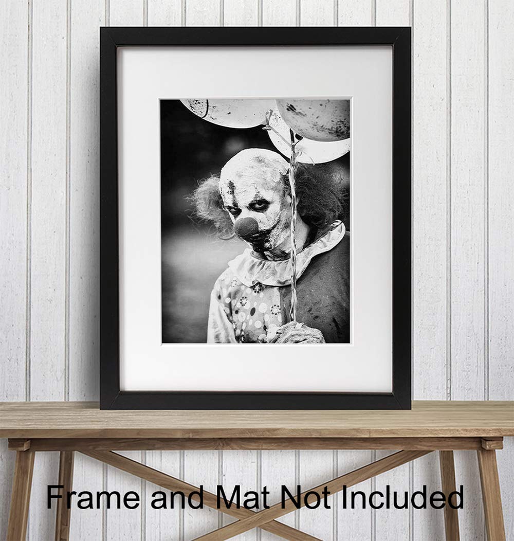Scary Clown - Creepy Clown - Gothic Wall Art - Gothic Decorations - Goth Wall Decor - Goth Room Decor - Satanic Artwork - 8x10 Horror Movie Poster