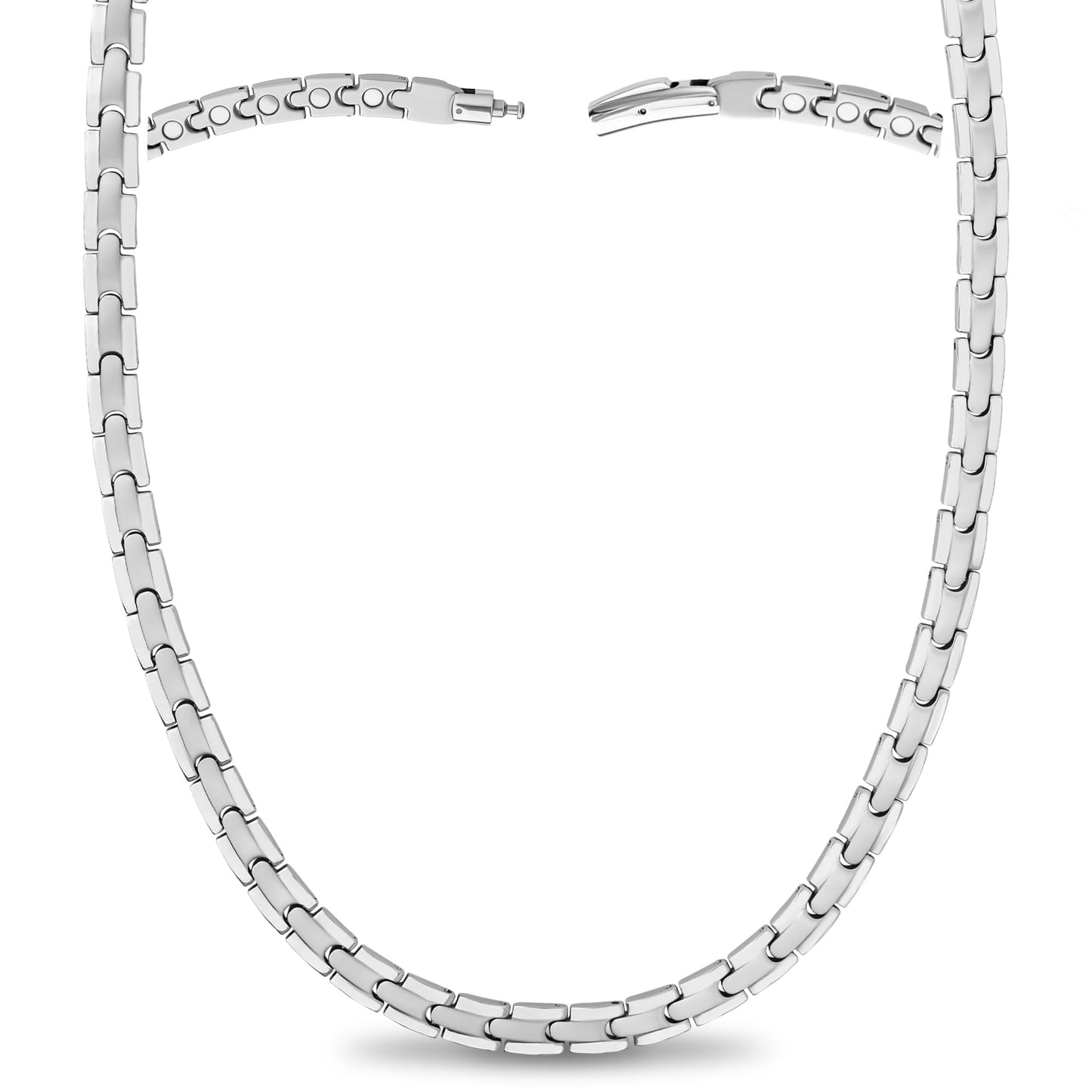 MagnetRX Titanium Magnetic Necklace – Ultra Strength Magnetic Necklaces for Men & Women – Effective Titanium Necklace with 55 Magnets (Silver, 20 Inches)