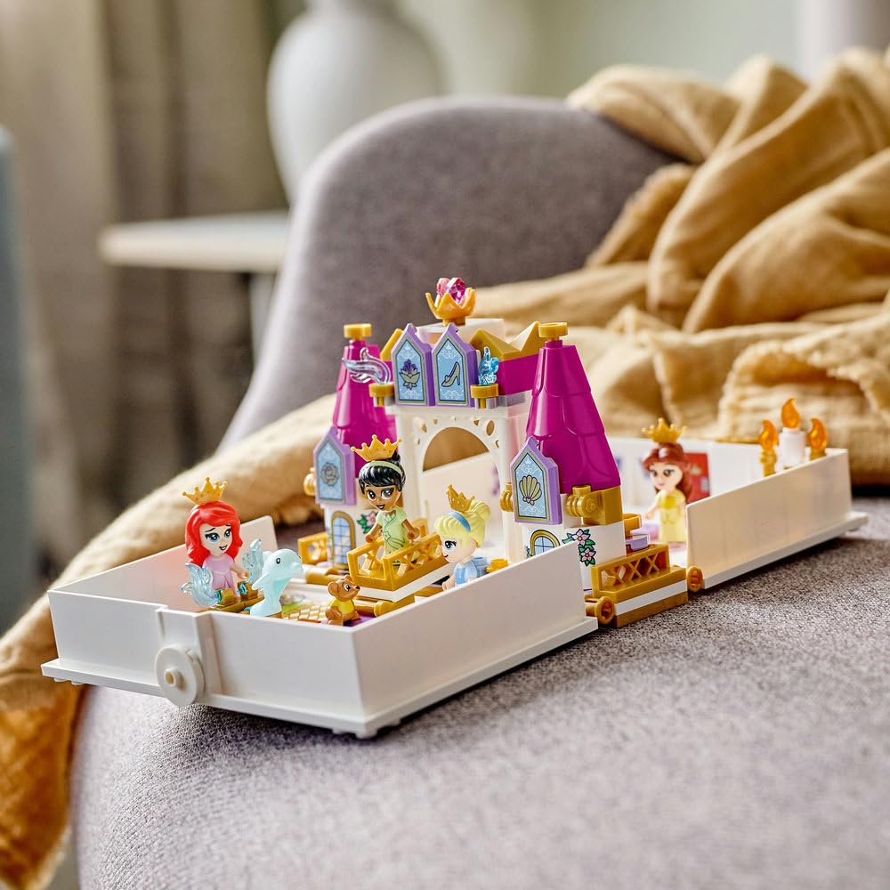 Lego® Disney Ariel, Belle, Cinderella and Tiana’s Storybook Adventures 43193 Building Kit; A Fun Buildable Toy Gift for Kids