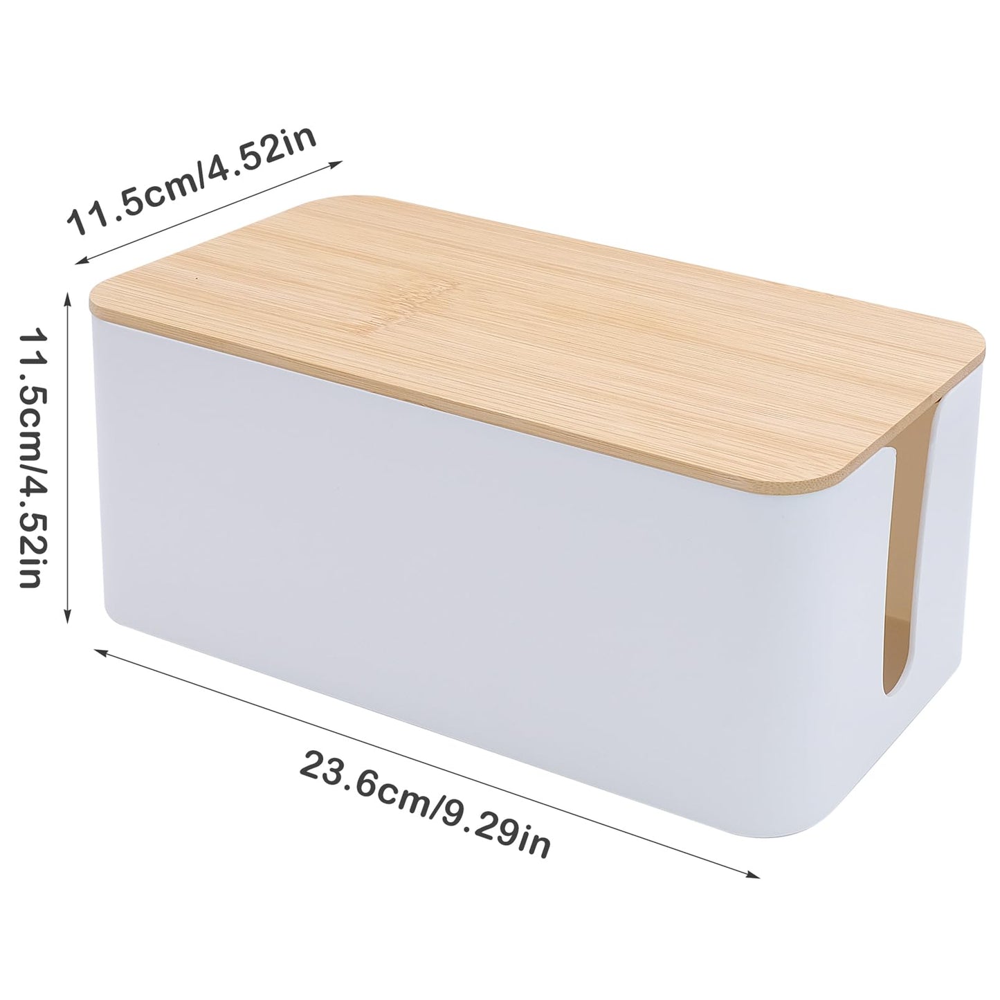 Cable Tidy Box White Cable Box with Bamboo Lid Cable Organiser Cable Management Box for Hiding Cables and Plugs