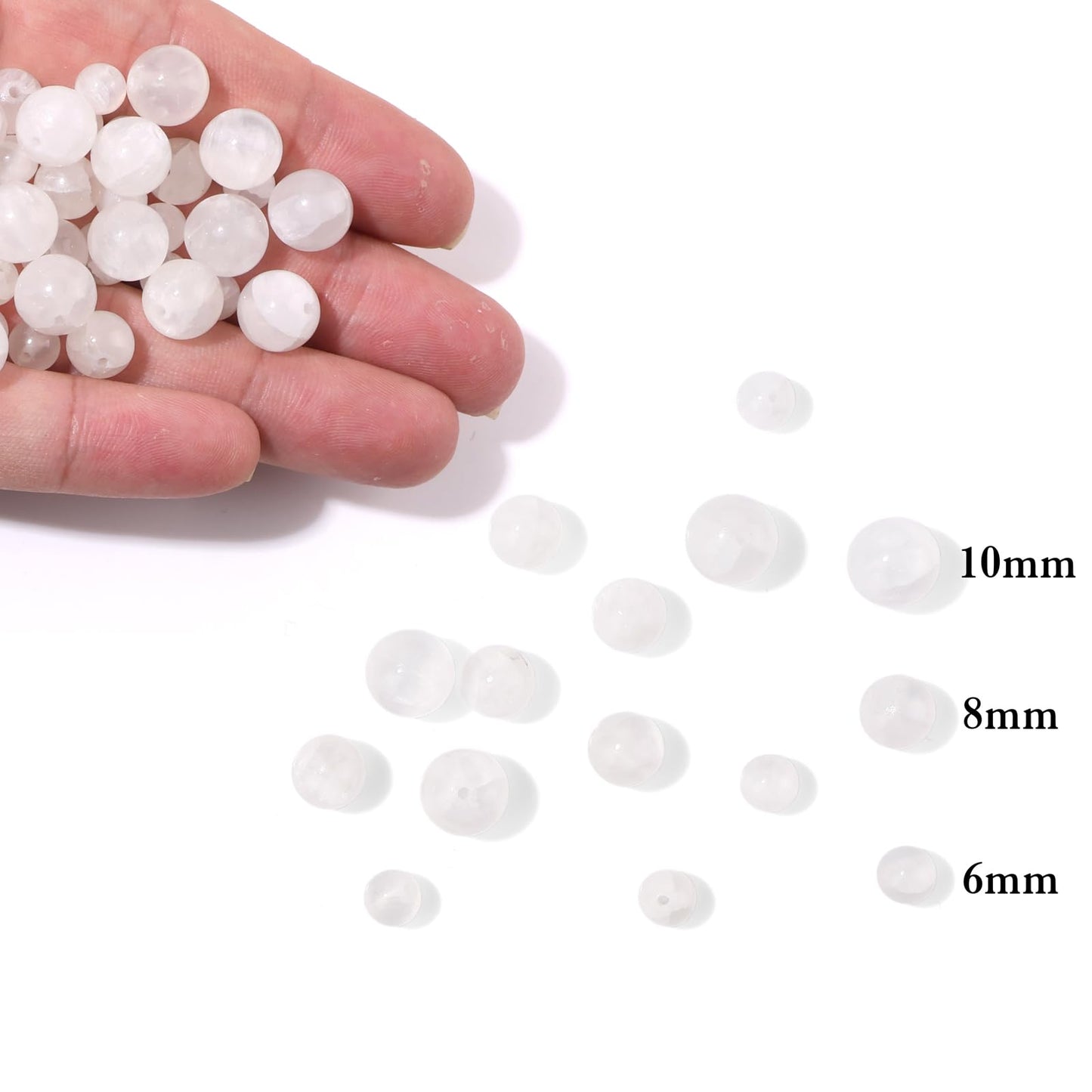 40pcs 10mm Natural Selenite Gemstone Beads Healing Crystal Round Loose Stone Beads for Jewelry Making, Crystal Stone Beads for Bracelets Necklace Earrings Making