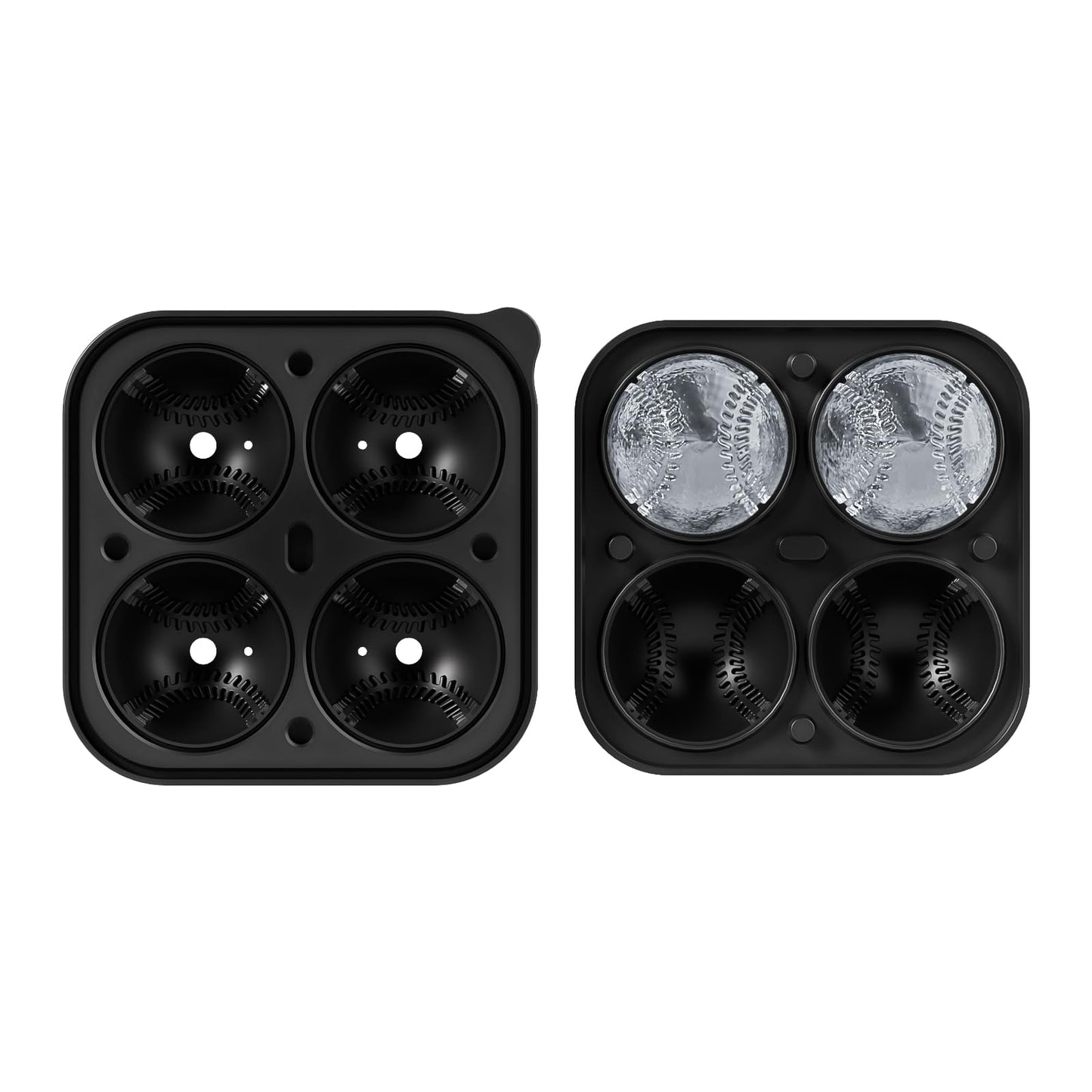 Bangp Baseball Ice Cube Molds,Novelty Baseball Gifts Ball Ice Maker Mold,2.2" Large Sphere Round Ice Cube Mold,Fun Shapes Large Whiskey Ice Cube Tray for Cocktails,Bourbon