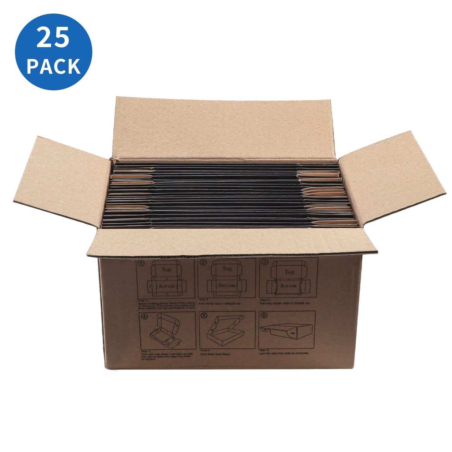 Hoikwo 25 Pack 7x5x2 Shipping Boxes for Small Business, Black Packaging Cardboard Boxes, Moving Mailing Packing Box