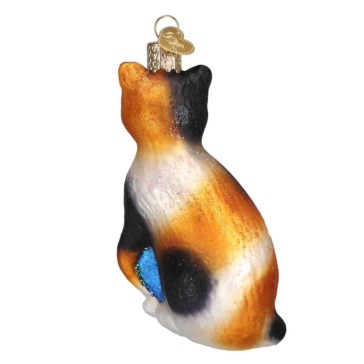 Old World Christmas Calico Cat Glass Blown Ornament for Christmas Tree, Handcrafted Holiday Decoration, Cat Collection
