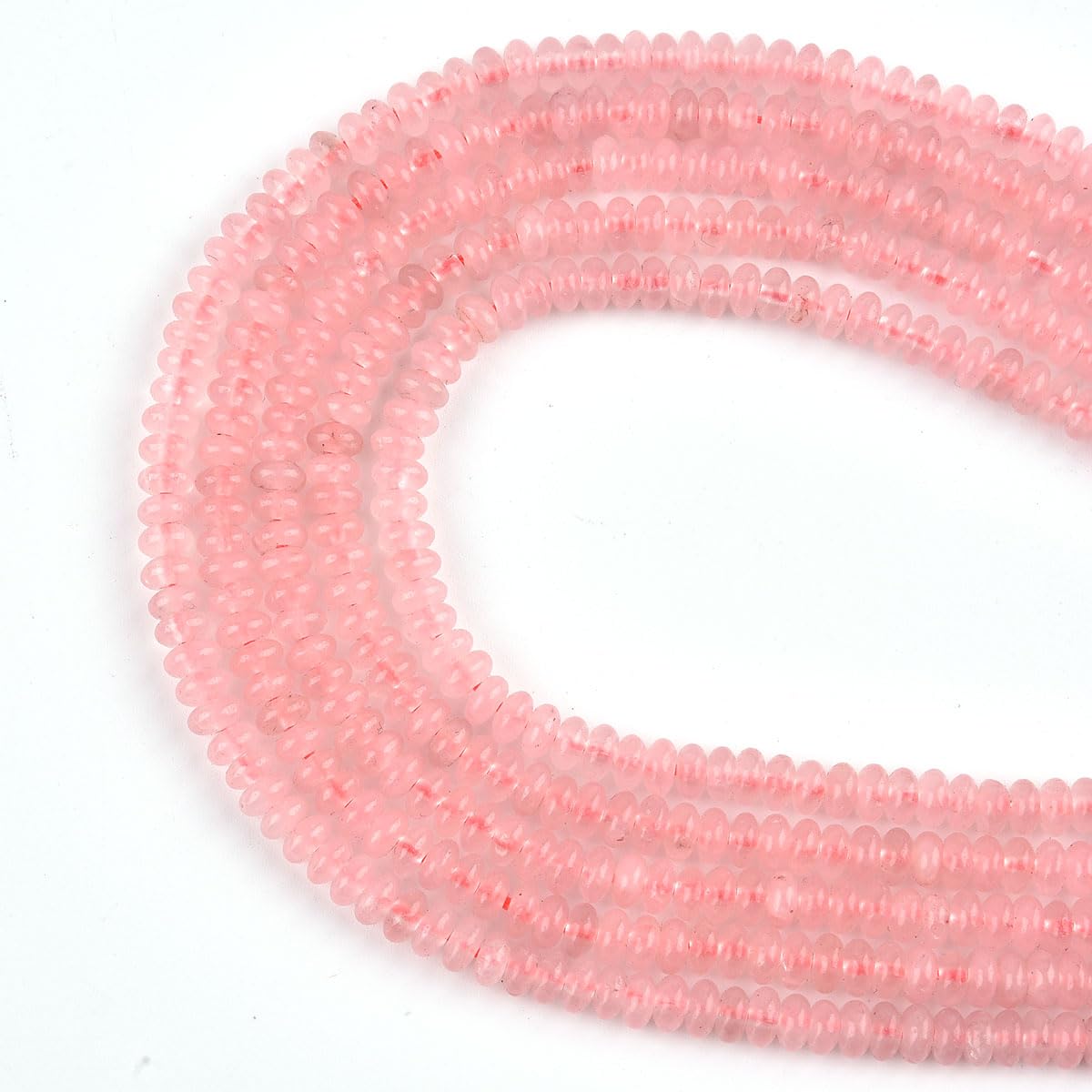 152pcs 4x2mm Natural Rose Quartz Disk Rondelle Spacer Stone Semi Precious Gemstone Loose Beads for Jewelry Making 15 Inch
