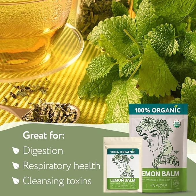 Organic Lemon Balm Leaves (4oz.) - Lemon Balm Tea Organic - Loose Leaf Melissa Tea - Te de Tolonjil - Natural Support for Stress Response, Sleep, Digestion