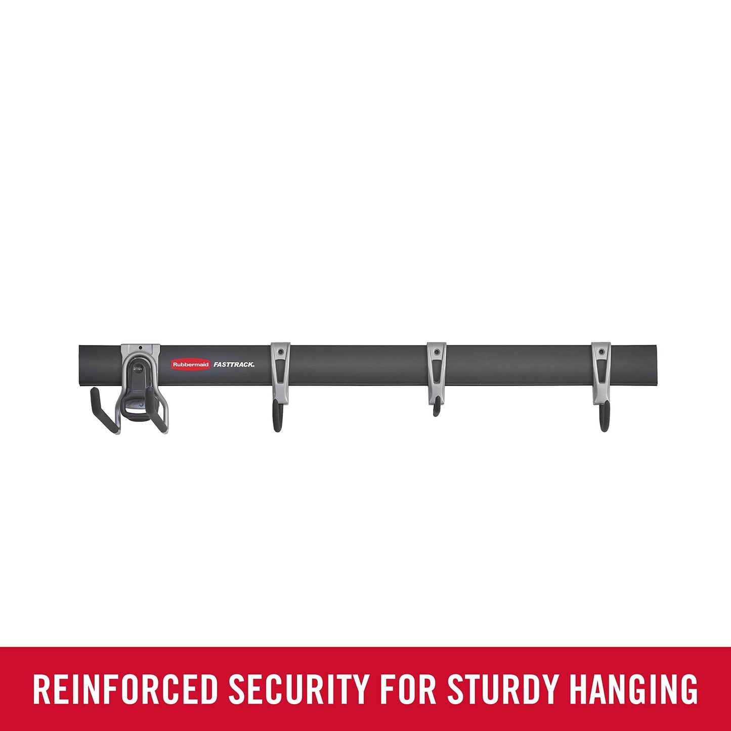 Rubbermaid FastTrack Garage Storage Utility Hooks 5 Piece Black All in One Rail Hook Kit and Tool Organizer Heavy Duty for Home/Garage/Shed/Garden