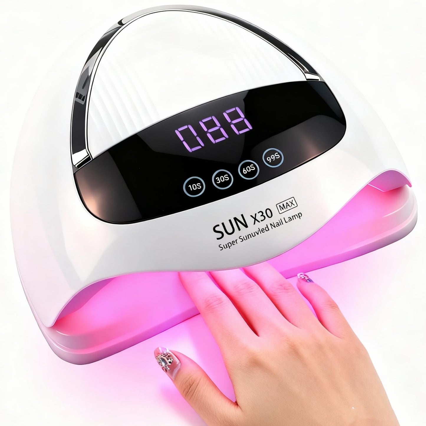 500W UV LED Nail Lamp, 90 LEDs Gel Nail Dryer for Fast Curing with LCD Display, 4 Timer Settings & Auto Sensor, Salon-Grade Nail Light for Home and Nail Salon Use