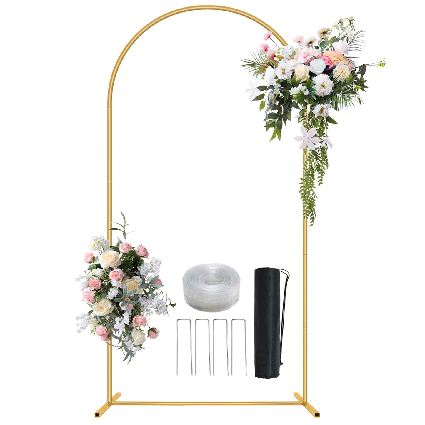 Metal Arch Backdrop Stand 7.2FT Gold Wedding Balloon Arched Backdrop Stand Square Arch Frame for Birthday Valentines Day Party Bridal Baby Shower Ceremony Decoration