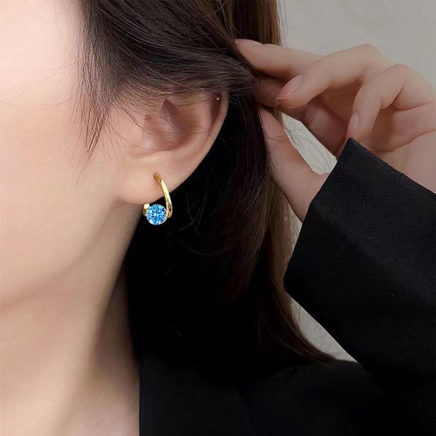 Halolux Lymphatic Earrings Atheniz Lymphatic Earrings Lymphvity Magnetherapy Germanium Earring Lymphatic Drainage Earring Sparkle CZ Hoop for Women (gold+silver 5)