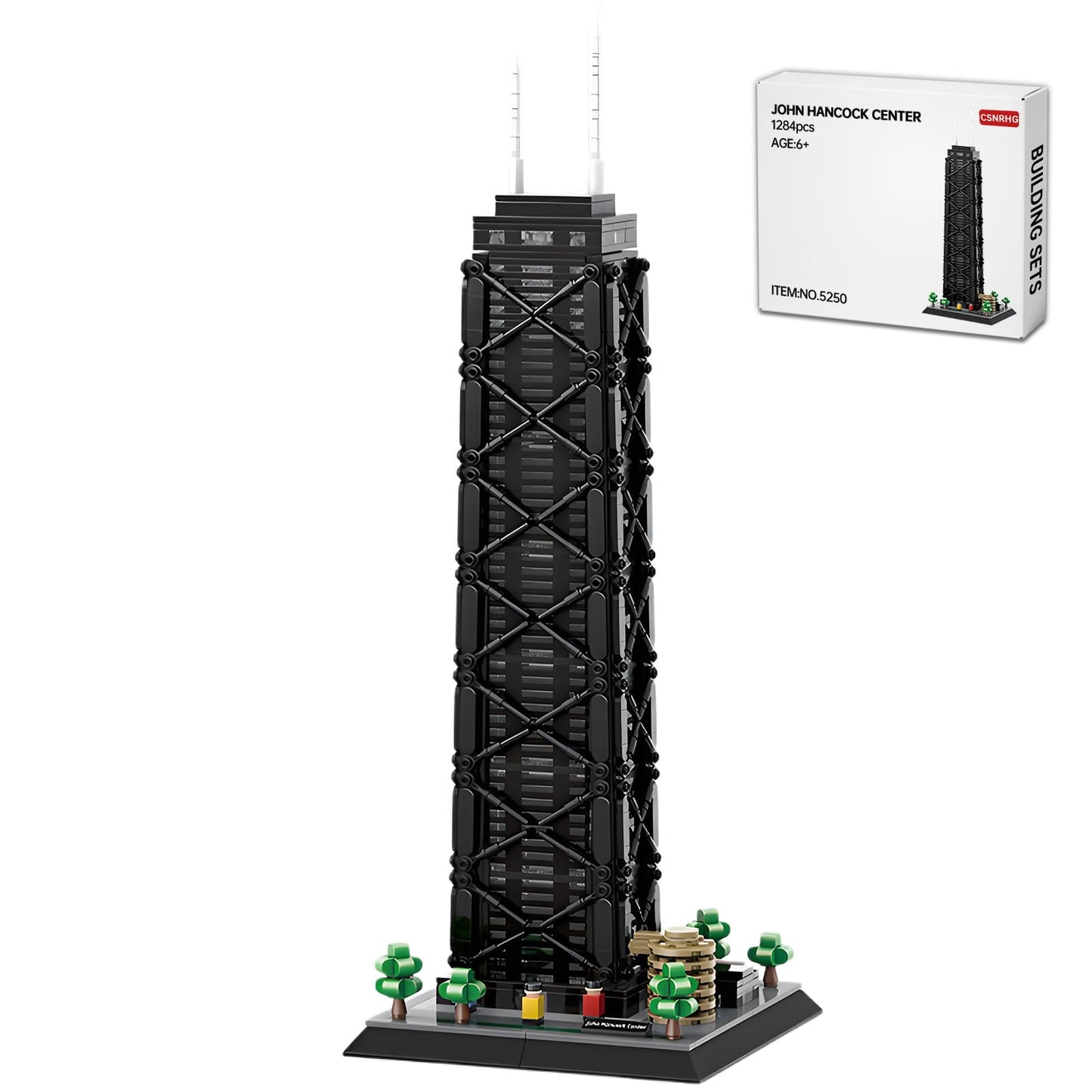 CSNRHG John Hancock Center Chicago Architecture Model Building Blocks Sets The Office Landmarks Skyline Set Toys Collection for Kids Adults 1284Pcs