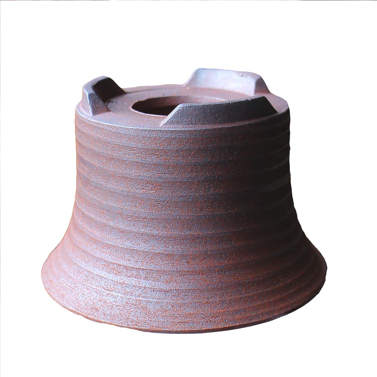 Bonsai Pot Round Striped Pattern Shi-dei-Aka-Ara-dei (Purple mud) Yokkaichi Banko-Yaki deep Type Ceramic Wildflowers houseplants Agave Baby Bonsai Cactus Miscellaneous Pine and Oak 4.7” Small