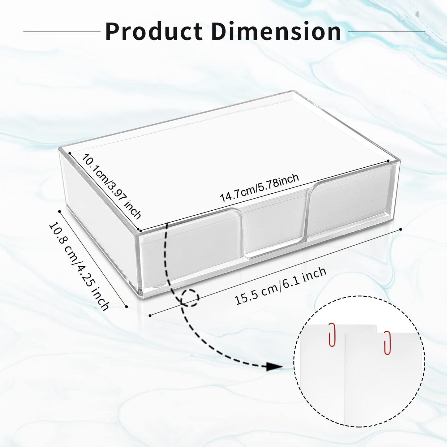 300 Sheet 4x6 Memo Holder Desk Notepad Tray Pad Paper Memo Sheets Non Sticky Memo Pads 4x6 Acrylic Notepad Holder for Desk School Organization Planning（Internal Size: 3.97 × 5.78 Inch）