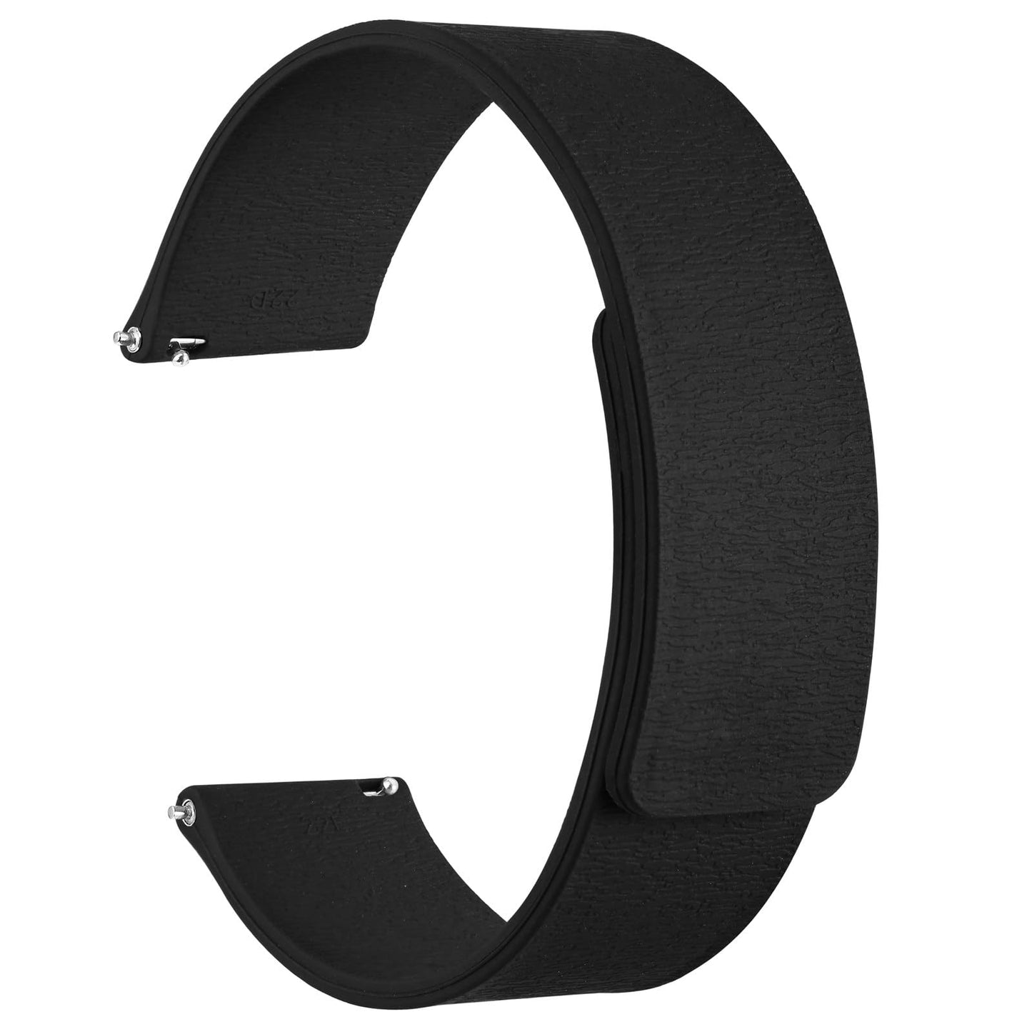 WOCCI 20mm Magnetic Watch Band, Wood Grain Silicone, Quick Release (Black)