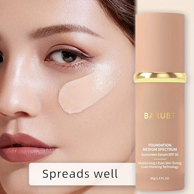4 in 1 Color Changing Foundation with SPF 50 - Moisturizing Medium-Full Coverage Concealer, Medium Spectrum Foundation Cream, Long-Lasting Lightweight Makeup Liquid, Natural Look Cosmetics