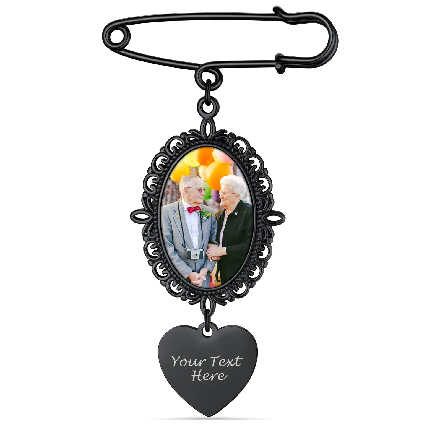 Custom4U Bouquet Charms for Wedding Memory Custom Photo Pins Brooch Men Women Bride Groom