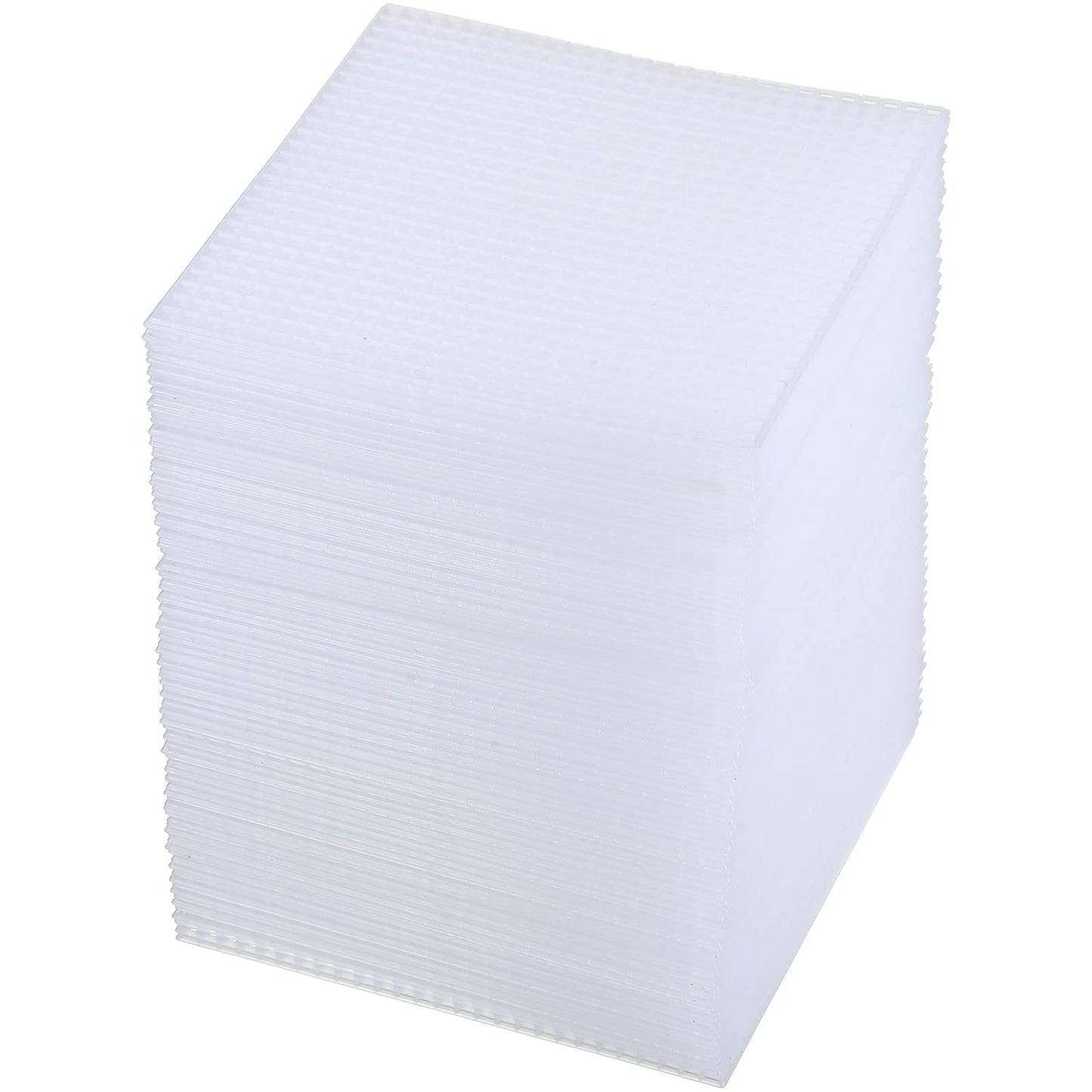 100 Pcs Square Plastic Canvas Mesh Sheets, 4.5'' Square Shape Needlepoint Canvas White Blank Canvas Plastic Mesh Mat for Needlework Embroidery Yarn Crafting Knit Crochet Project, 7 Count