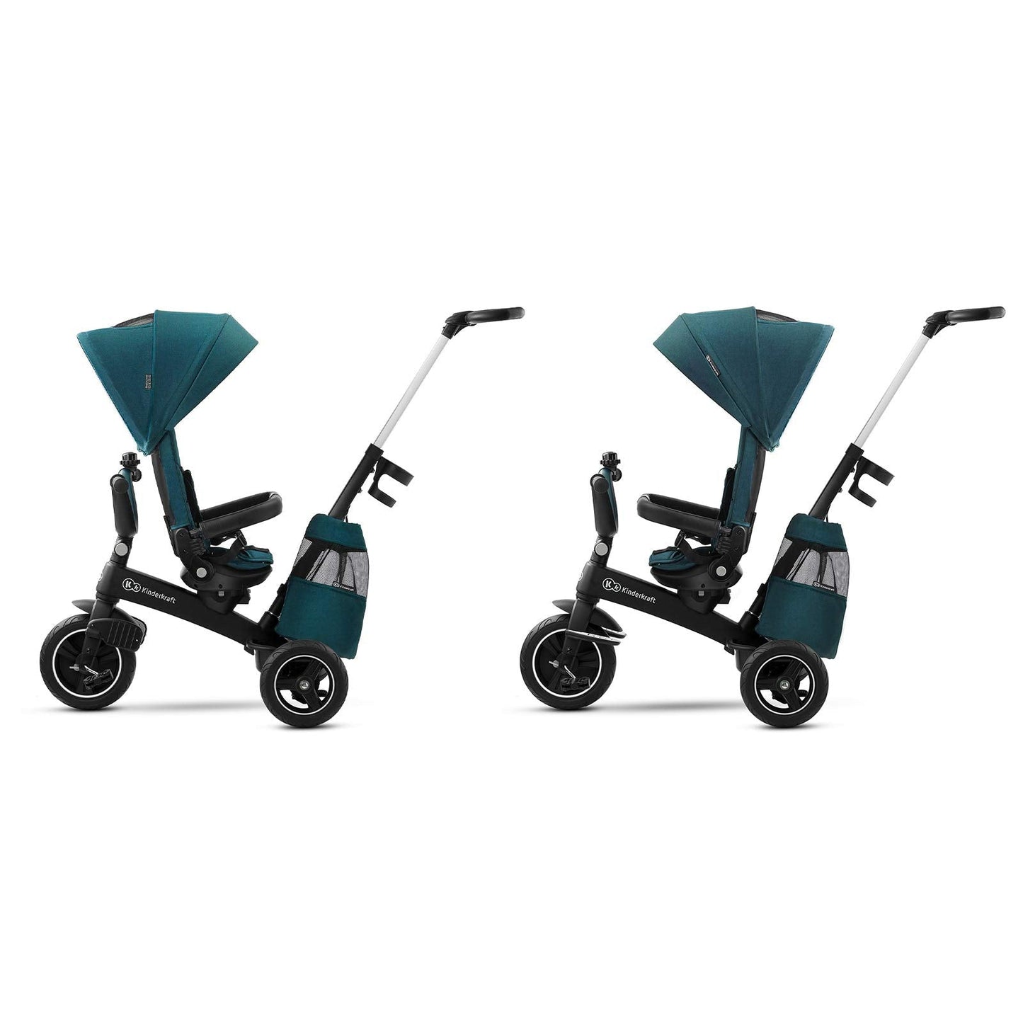Kinderkraft EASYTWIST Trycicle for Kids Toddlers, Trike 5-in-1, Swivel seat 360° Rotation, Waterproof Material with UPF50+ Filter, Adjustable Parent Handle, Green