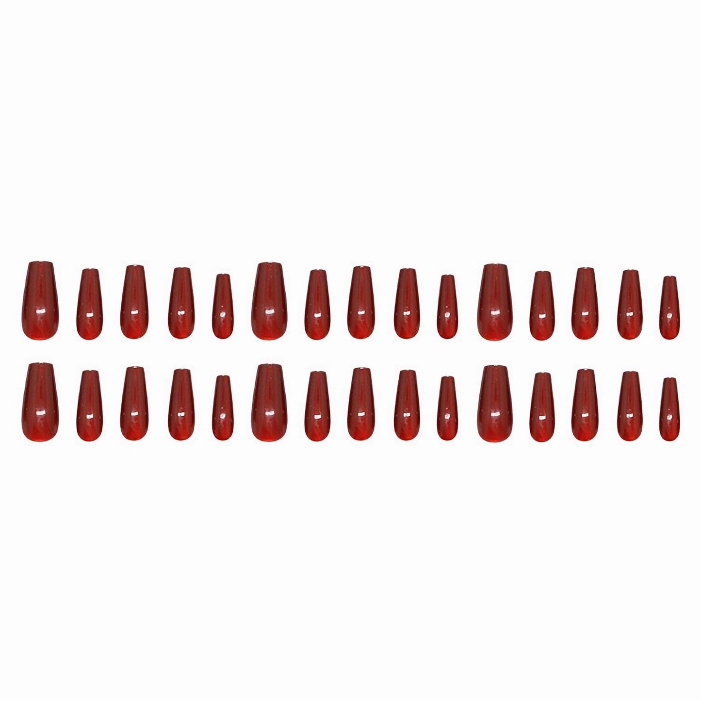 MISUD Press on Nails - Long Coffin Fake Nails with Red Cat Eye, Acrylic Bling Design 30 pcs