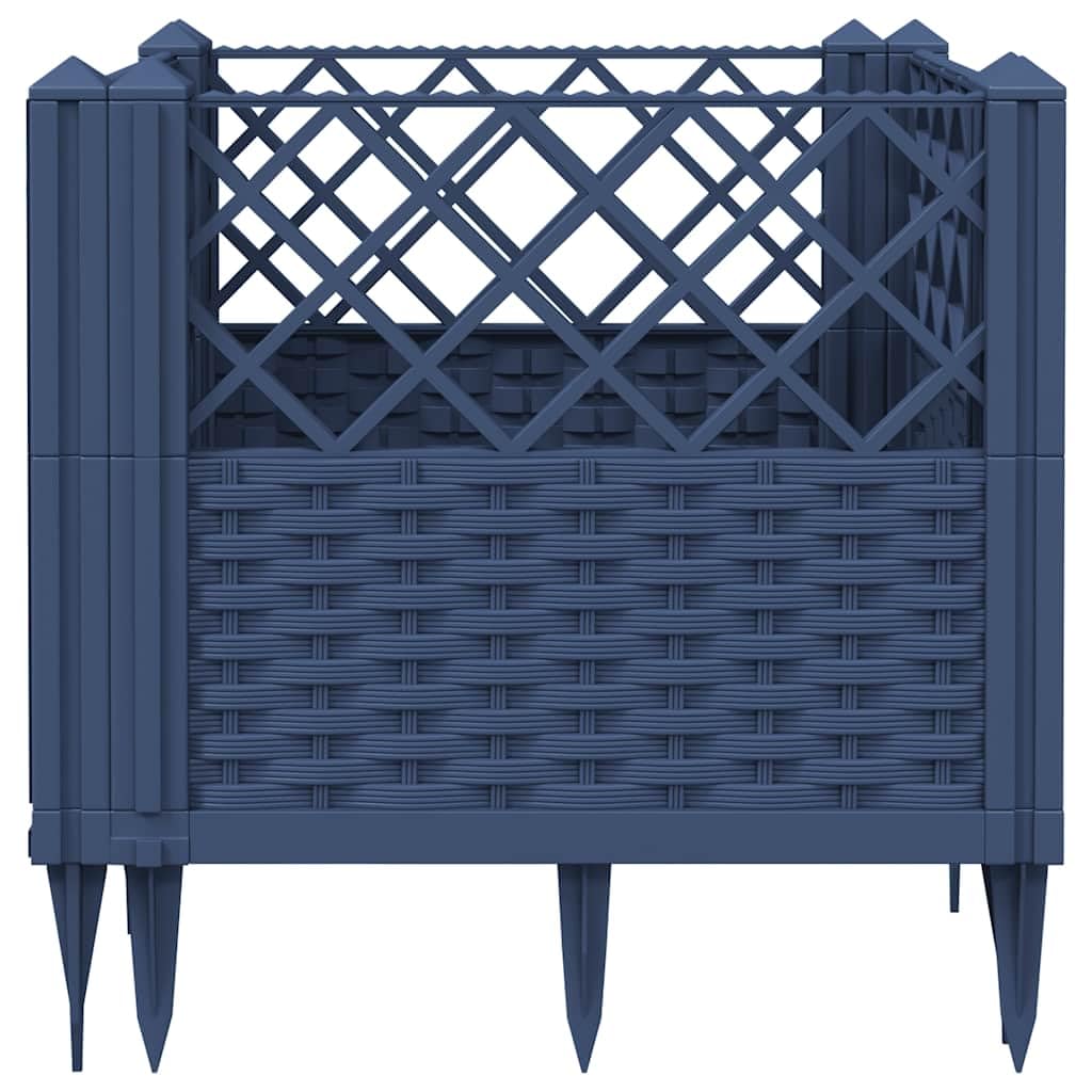 Xolmizyn Modular Garden Planter Box, 17.1 Inch Square Flower Pot with Basketweave Pattern, Modern Decorative Patio Container for Balconies, Porches, and Terraces, Blue Grey