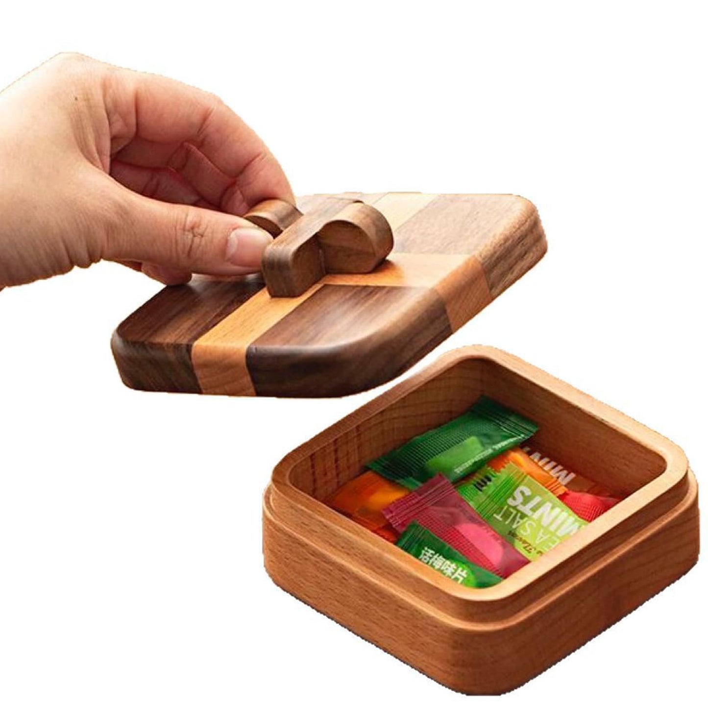 YANQINQIN Wooden Jewelry Box-Keepsake Organizer for Rings, Necklaces,Keys,Treasures for Weddings,Engagements,Anniversaries for Women Men (B)