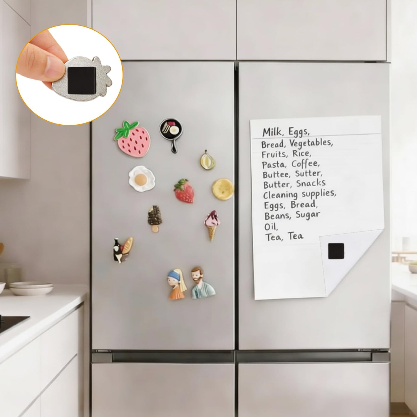 Small Magnet Sheets with Adhesive Backing(Each 2" x 2",48PCS),Make Sticker for Cards/Picture/Poster with Sticky Adhesive Magnets (Thickness 80mil)