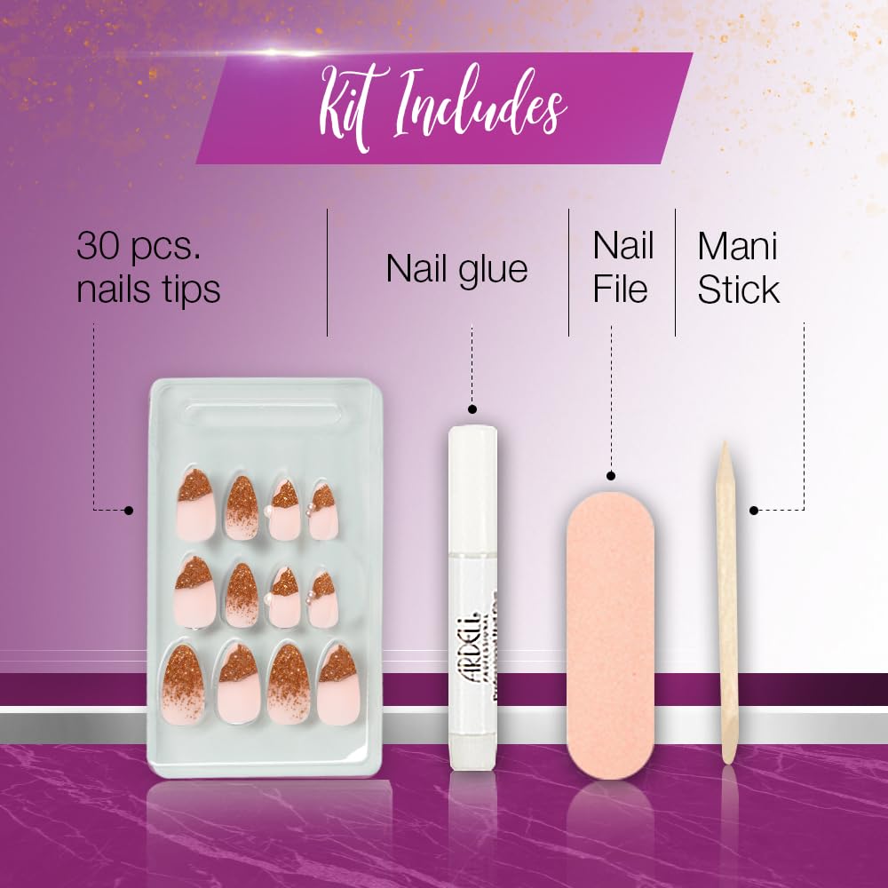 Ardell Press On Nails Medium - Show Stopper Style with Reflective Shine, Fake Nail, Glue on Nails, Nail Kit, 1 Pack