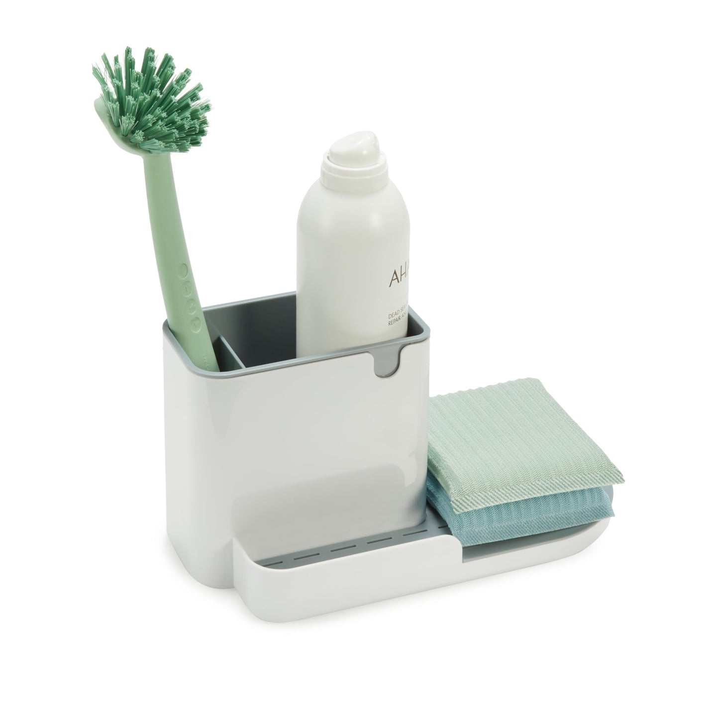 Amazon Basics Kitchen Sink Caddy Organizer for Sponge and Brush Storage, Large, White