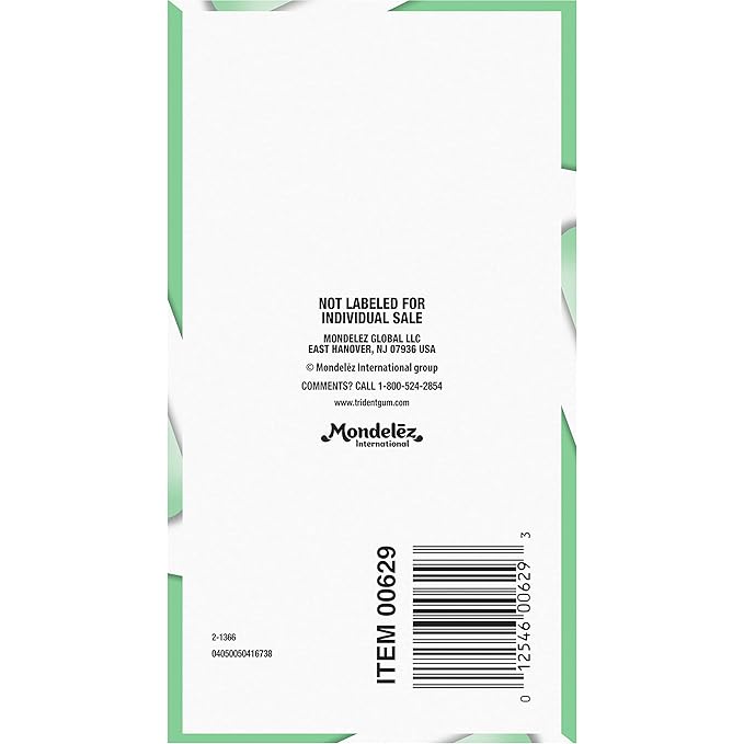 Trident Purely Spearmint Sugar-Free Chewing Gum, 12 Packs of 14 Pieces (168 Total Pieces)