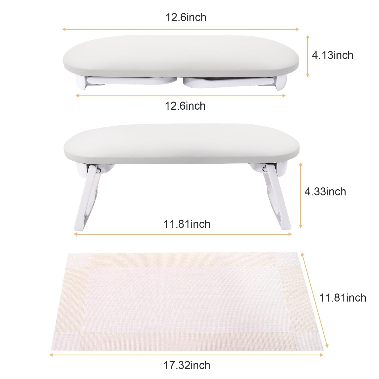 Subay Nail Arm Rest, Foldable PU Leather Nail Hand Rest for Acrylic Nails Cushion Hand Holder, Nail Hand Pillow Nail Art Accessories Tool for Manicure Salon Use - White