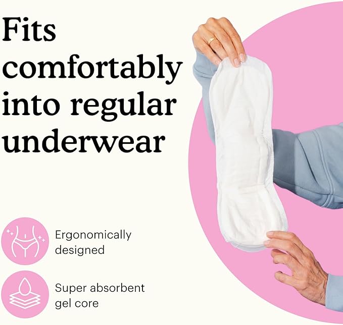Because Premium Incontinence Pads for Women - Discreet, Individually Wrapped Liners - Moderate Absorbency, Ergonomic Design for Comfort, Leak Protection - 120 Count (6 Packs of 20)