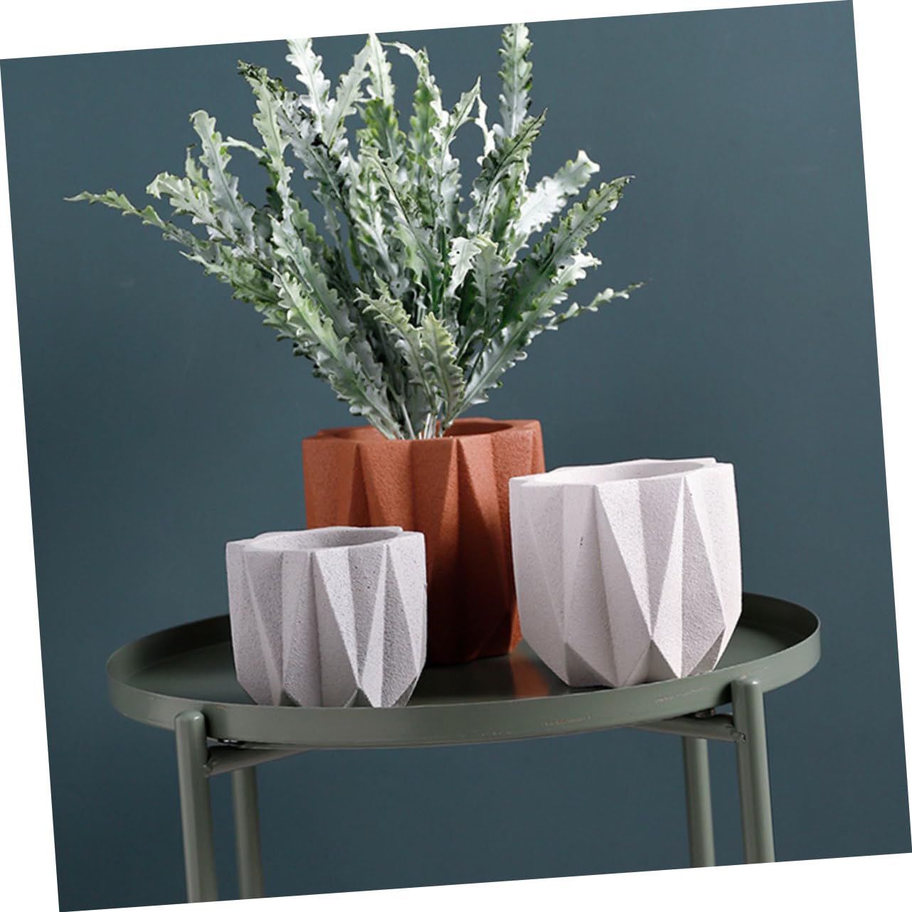 Holibanna 1Pc White Cement Flower Pot Stylish Indoor Planter with Drain for Home Office Decor Creative Flower Container for Balcony and Garden