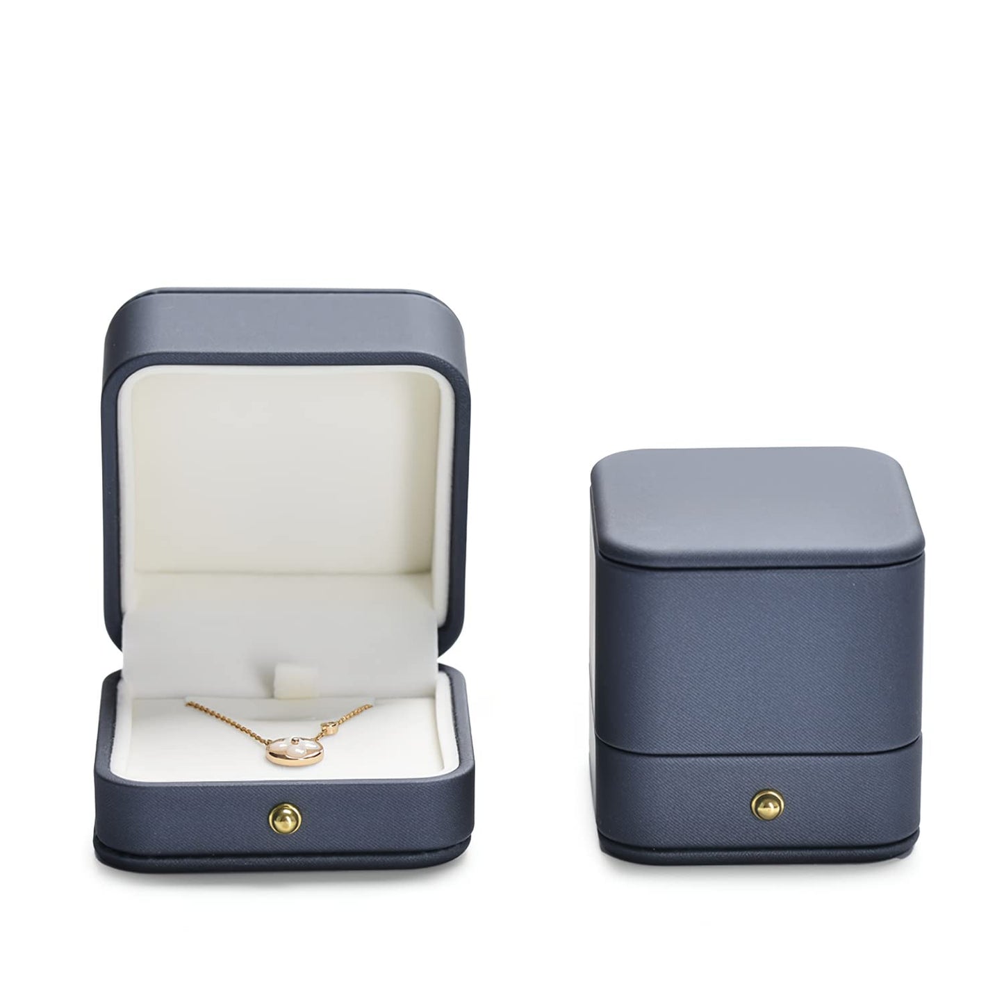 Papten PU Leather Necklace Box Velvet Interior Necklace Gift Box Pendant Case Display Storage Case for Anniversary Wedding Birthday Mother's Day (Steel-Blue)