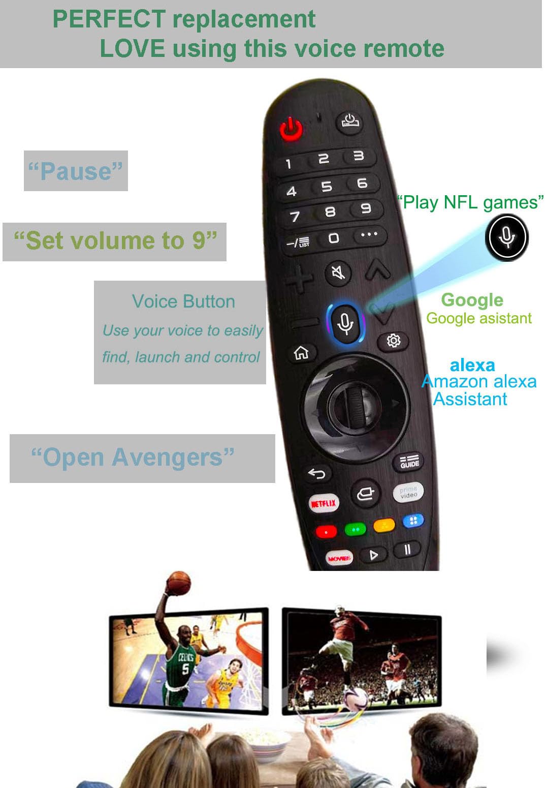 Voice-Magic-Remote-LG-Smart-TV-Remote-Control-Replacement for LG TV Remote for UHD OLED QNED WebOS ThinQ AI Smart TV Original Magic Remote AKB75855501 MR20GA Netflix/Prime/Google/Alexa Voice/Pointer