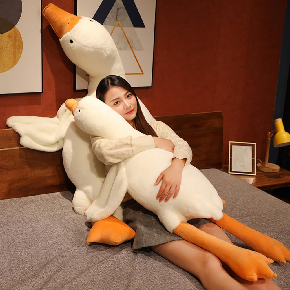 Srutirbo Giant White Goose Plush-75 in Soft Furry Swan Stuffed Animal Pillow,Huge Goose Plush Hugging Pillow Gifts for Every Age (75in)