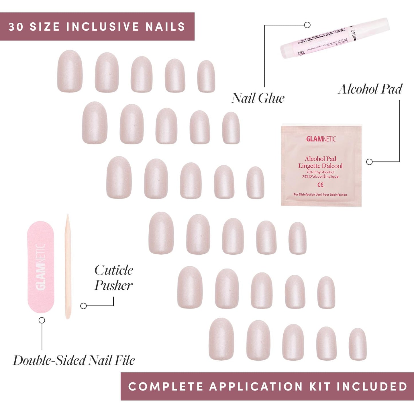 Glamnetic Press-On Nails Bundle - Pure Intentions & Sprinkles | Glossy, Iridescent Short Round Nails | Rainbow French Tip Short Almond Fake Nails | Reusable Nail Kits