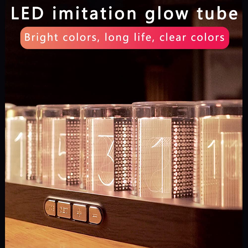 GUAZI STORE Imitation Nixie Tube Clock RGB Creative Clock 16 Million Colors, Mode Adjustments with Gift Box Packaging Can Be 01 01