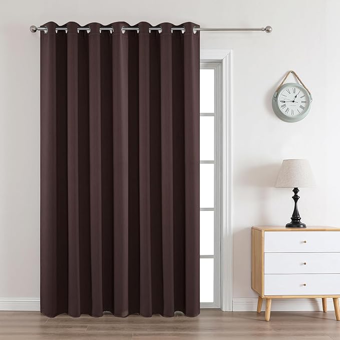 Joydeco Chocolate Custom Solid Single Blackout Curtain for Bedroom and Living Room, Grommet Thermal Insulated Room Darkening Curtain 1 Panel (Custom Size,Chocolate)
