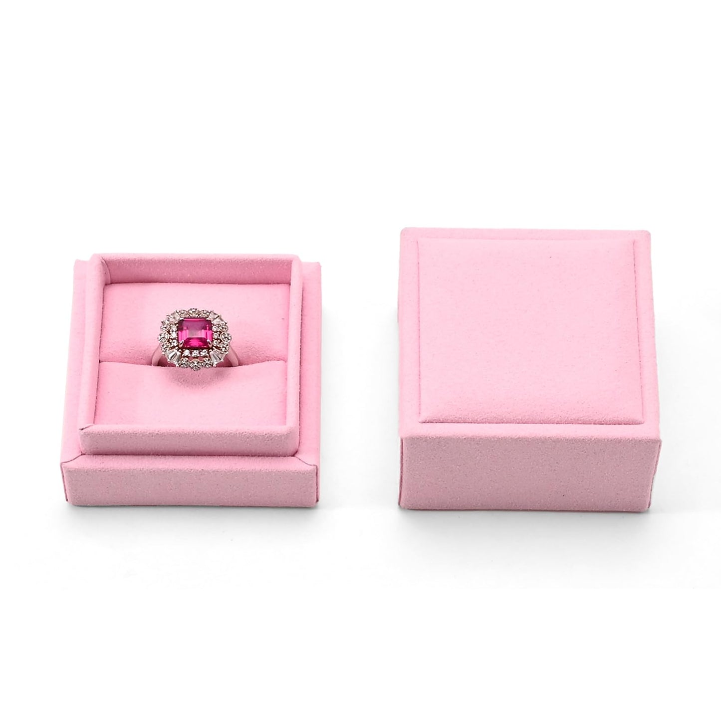 Oirlv Ring Gift Box with Lid Magnetic Boxes for Wedding Proposal Gift Birthday Present with Card(Pink)