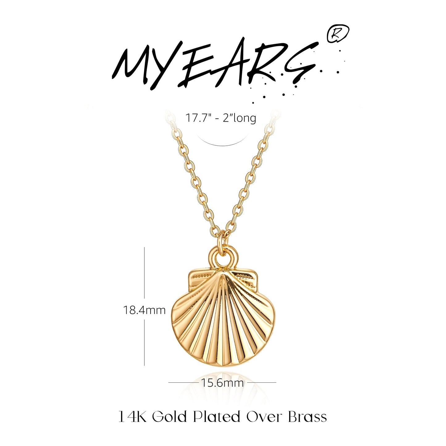 MYEARS Women Gold Necklace Clam Shell Pendant 14K Simple Dainty Chain Everyday Summer Beach Jewelry