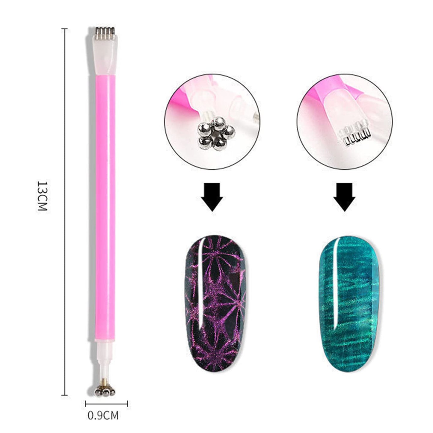 SILPECWEE 11Pcs Nail Magnet Cat Eye Magnet for Nails Magnetic Gel Polish Nail Polish Magnet Wand Nail Sticks Nail Design Tools Nail Art Accessories for DIY& Salon