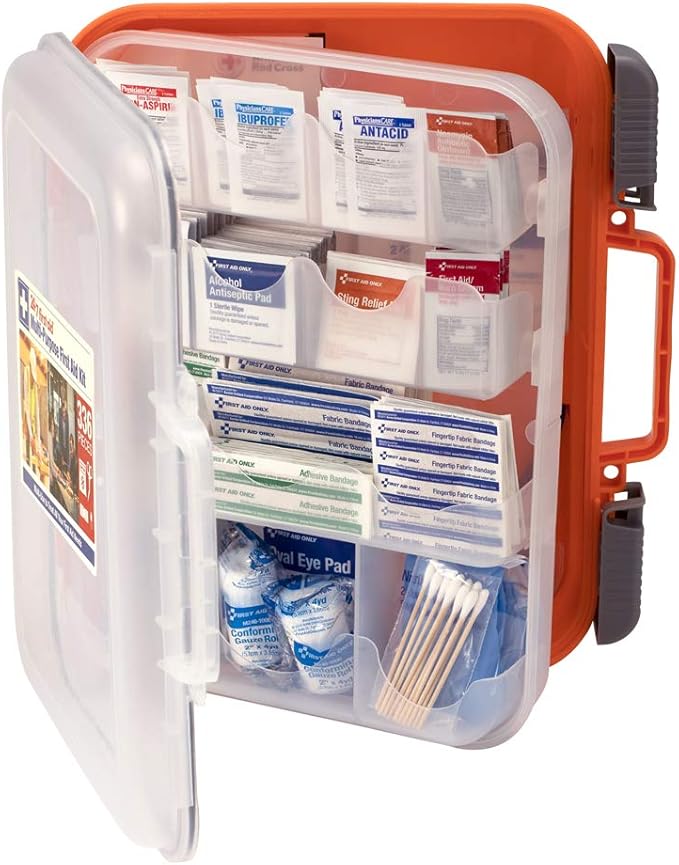 24/7 First Aid OSHA Compliant First aid Kit, All-Purpose 100-Person Emergency First Aid Kit for Business, Home, and Car in Plastic Case with Easy-Slide Latches, 336 Pieces