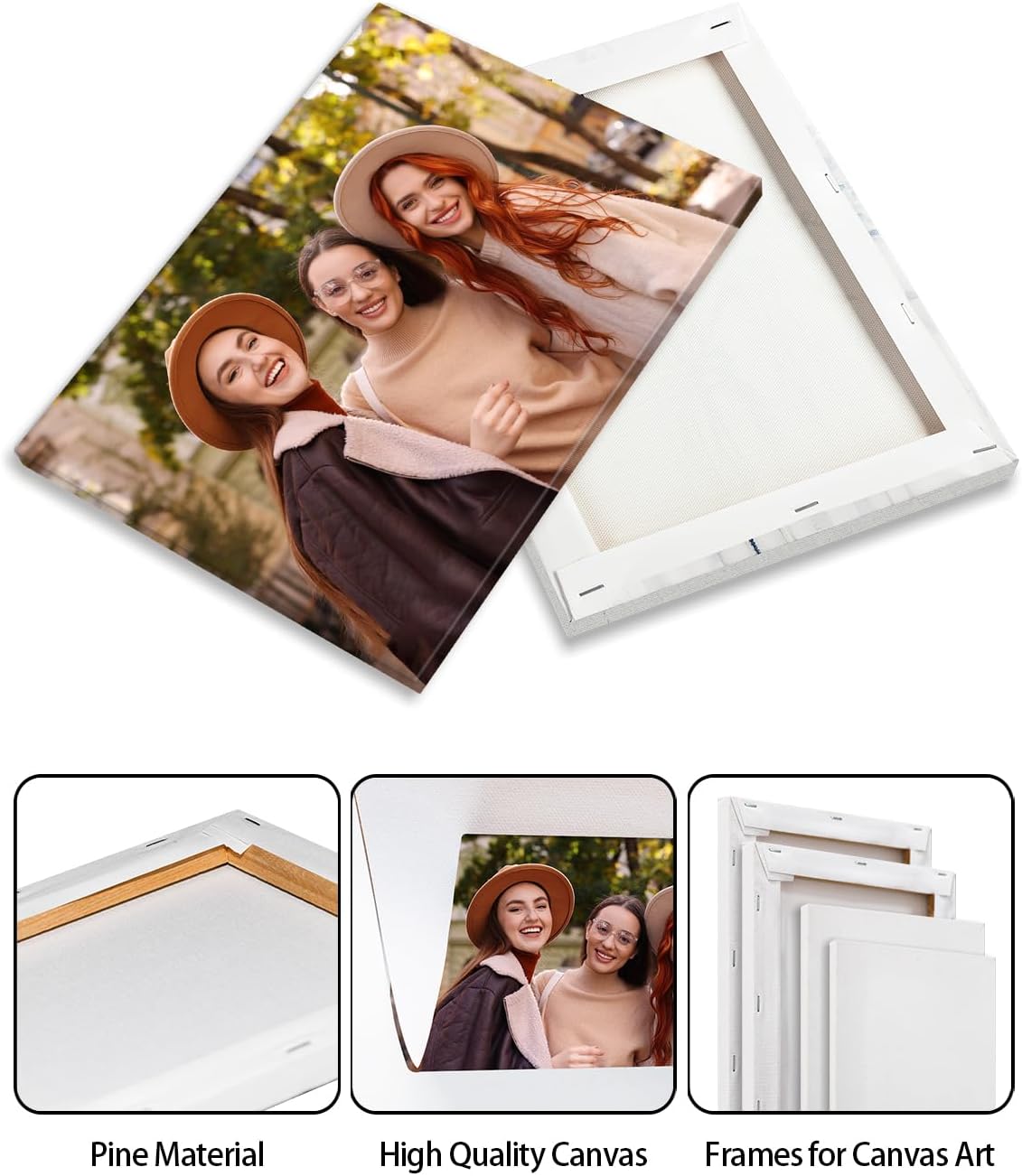 AbcCustomize Canvas Prints with Your Photos, Personalized Photo To Canvas Print for Bedroom, Living Room, Farmhouse Office Decor,Custom Canvas Wall Art for Gifts & Keepsakes, Ready to Hang