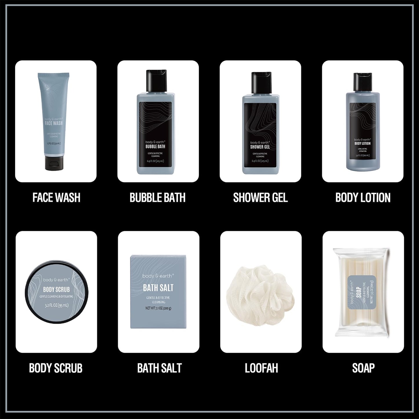 Body & Earth Gift Baskets for Men 8pcs Mens Grooming Sets with Leather Scent Gift Sets for Christmas Gifts for Men