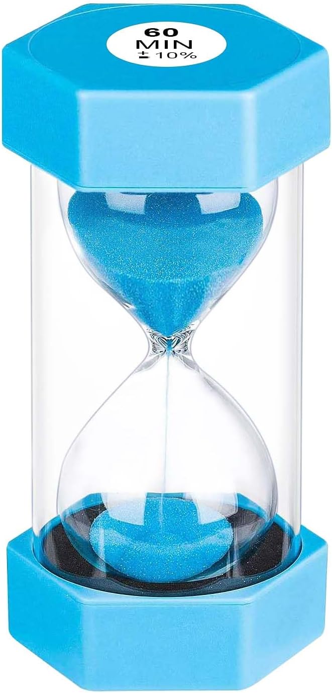 Sand Timer 60 Minutes, Unbreakable Plastic 60 Min Sand Clock, Reloj De Arena 60 Minutos, Colorful Hour Glass Sandglass Watch for Classroom Games Kitchen (Blue)