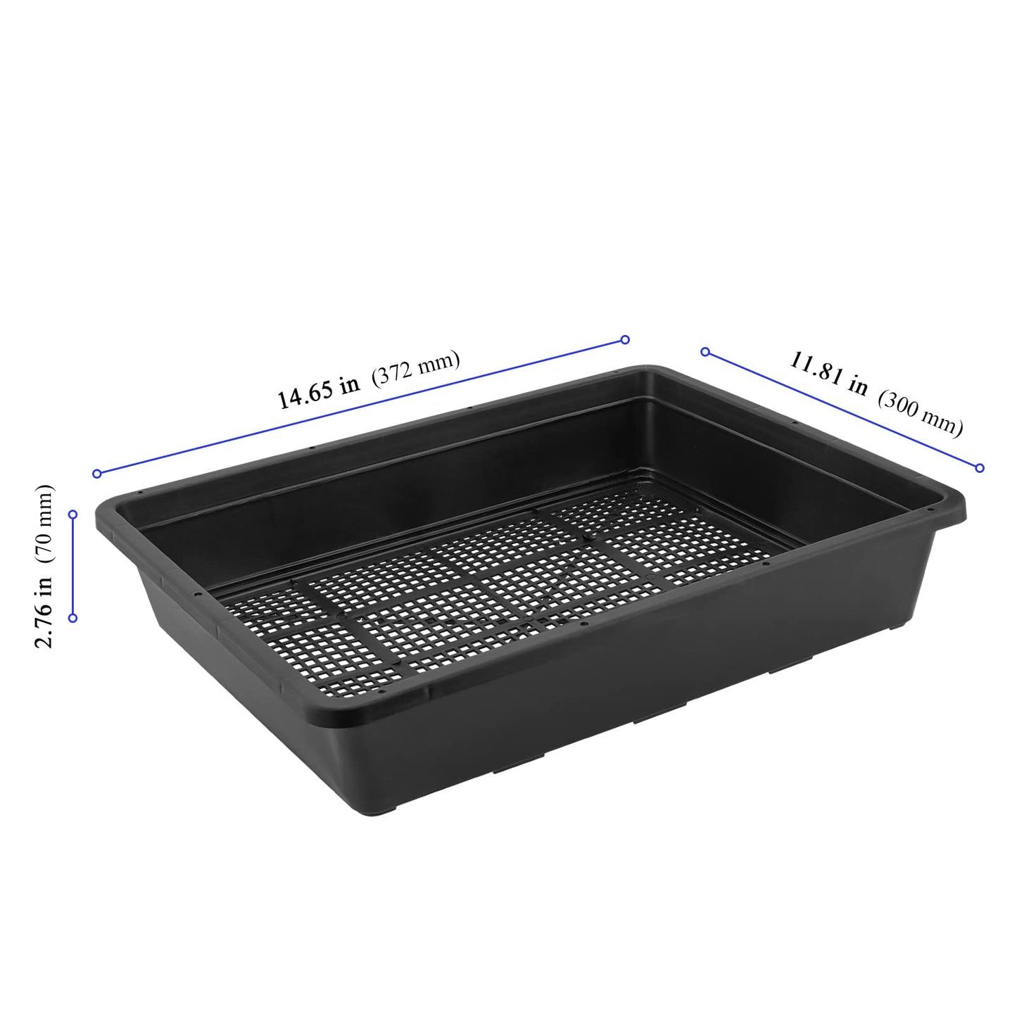 KEILEOHO 12 Pack Plastic Mesh Trays, Black Seed Sprouting Trays, Mesh Bottom Microgreens Growing Tray, Nursery Tray for Plant Seed Germination Propagation Growing, Wheat Grass Sprouting, 15 x 12 Inch