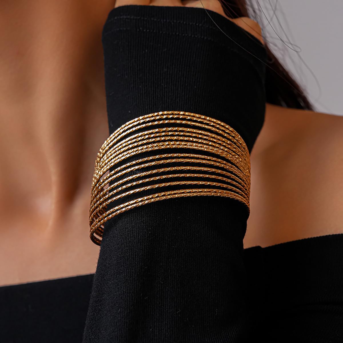 MOEEIJEW Gold Cuff Bracelets for Women Cuffs Bangle Adjustable Open Bracelets Punk Vintage Jewelry(Gold D)