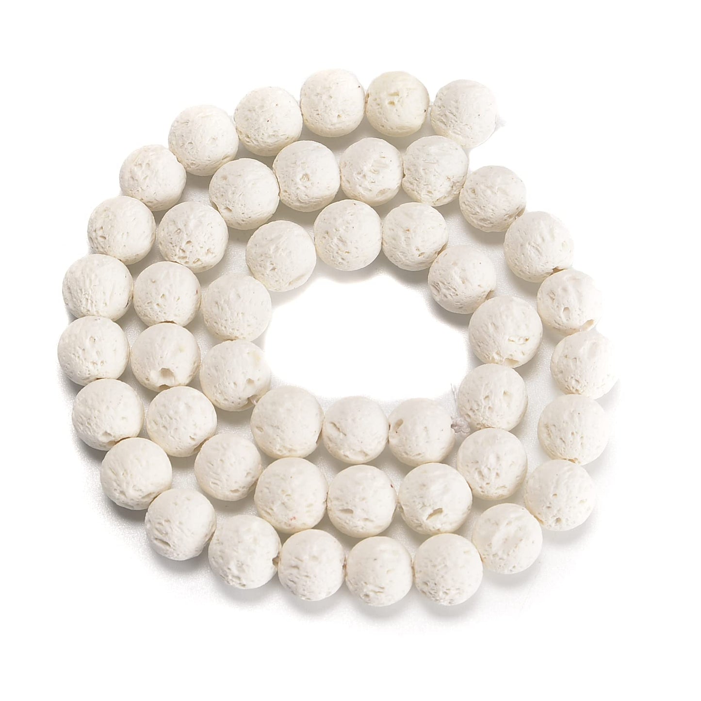 jodaying 10mm White Lava Round Chakra Beads Natural Gematone Loose Beads for Jewelry Making DIY 1 Strand 15"