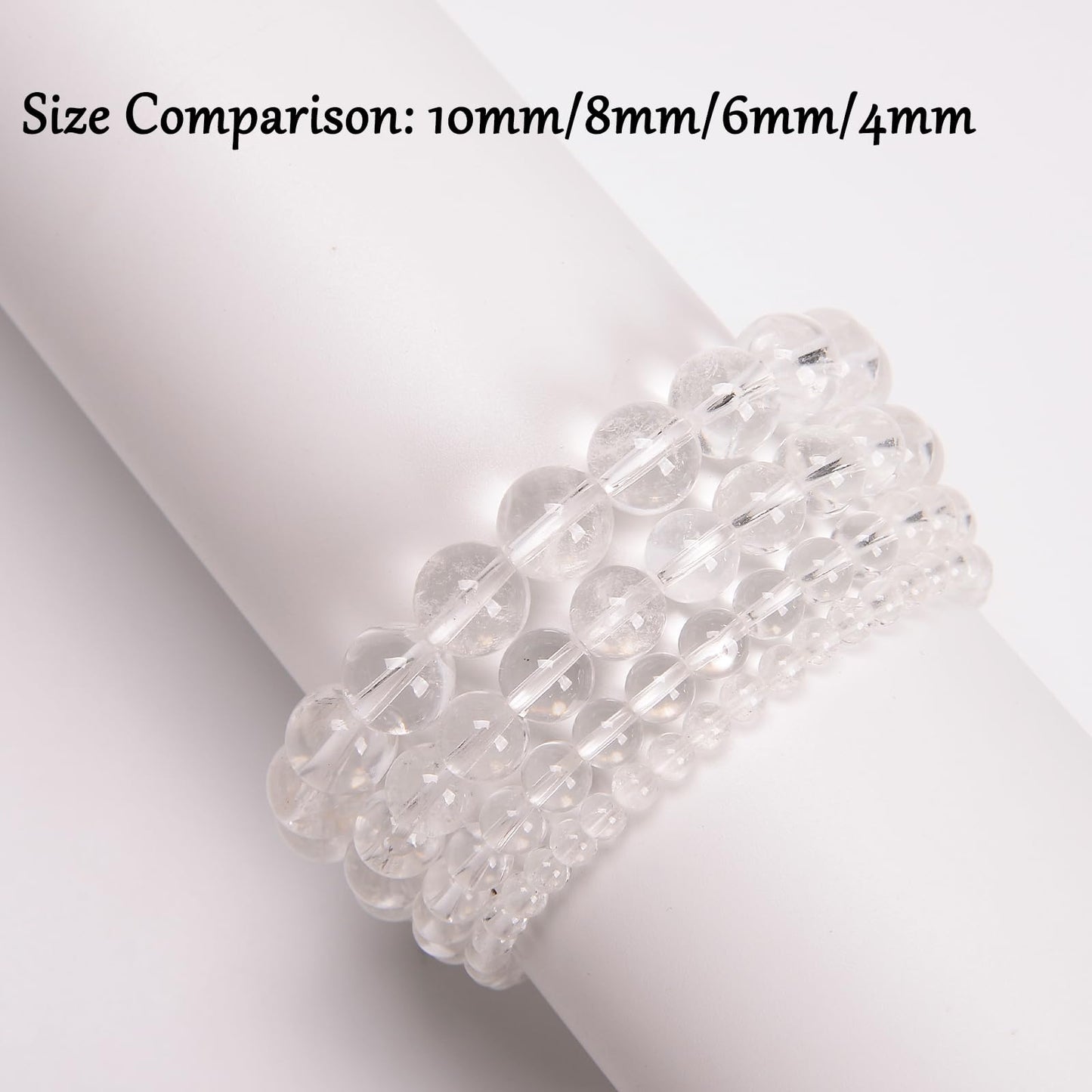 Handmade Natural Gemstone Elastic Bracelet - Healing Crystal Beads Jewelry, Unisex (Clear Quartz, 8mm)